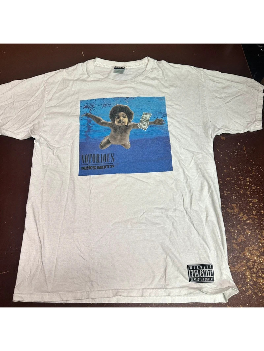 Rock Smith Nirvana biggie, graphic white men’s T-shirt Large